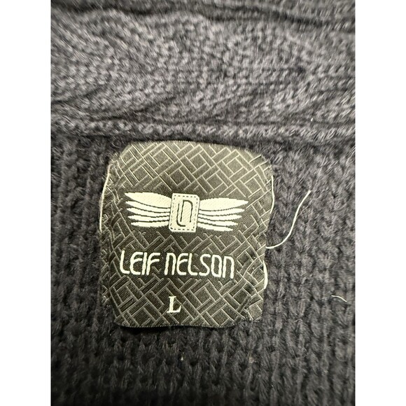 LEIF NELSON KNITTED JACKET TURTLENECK CARDIGAN Large Toggle Blue Runs Small - Picture 5 of 10